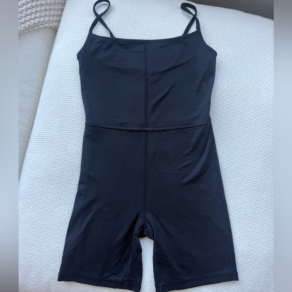 Wilfred Black One-Piece Workout Romper with Thin Straps